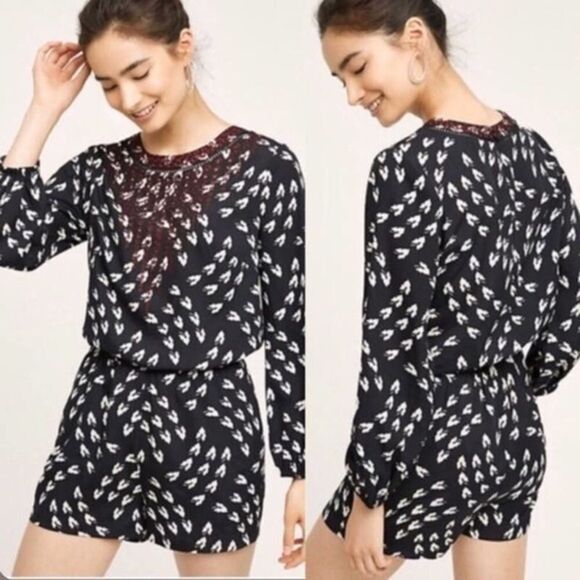 Ranna Gill Anthropologie Long Sleeve Printed Madine Romper Size small - Picture 2 of 13
